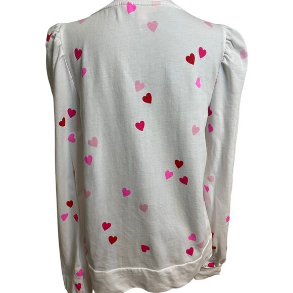 Lilly Pulitzer Womens Jansen Lots‎ of Love Heart Long Puff Sleeve Sweatshirt - Picture 2 of 8